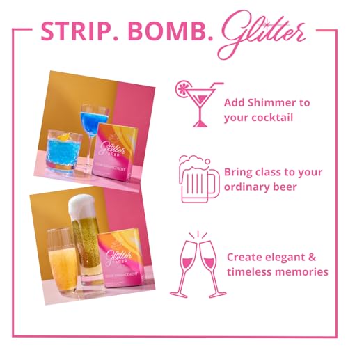 Glitter Faced Gold Edible Glitter For Drinks With 0-Calories, No Taste or Texture | 30ml Food-Grade, 30 Drinks, Luster Dust | Ideal for Beverages, Galentine’s, Parties & Events | Made in USA
