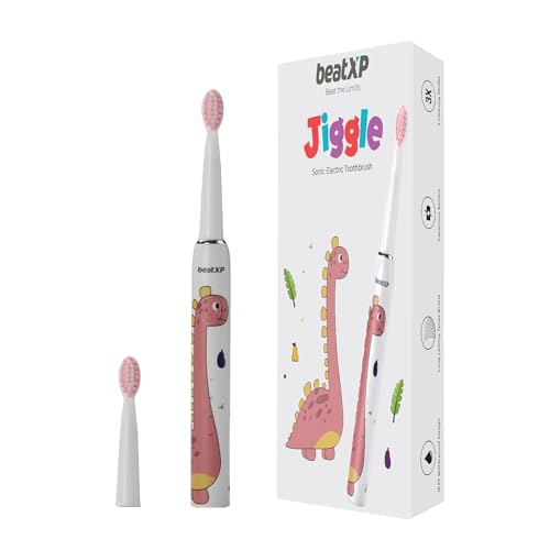Image of beatXP Jiggle Sonic Electric Toothbrush for Kids with 2 Brush Heads & 3 Cleaning Modes | Rechargeable Electric Toothbrush | 20500 strokes /min with Long Battery Life (Milky White)