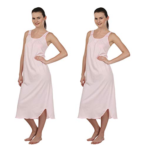 Image of BLAZON Women's Cotton Hosiery Solid Maxi Nighty Slip (Pack of 2) Available Sizes: S, M, L, XL, 2XL, 3XL, 4XL, 5XL