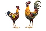 Sehr feine Strukturen. Riesiges schönes Metall Figurenpaar Hahn und Henne Set NA790+789 Gartenfigur Hahn 55cm, Huhn 52 cm Dekofigur