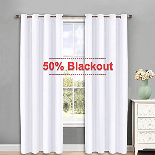 NICETOWN White Curtains for Sliding Door - 52 by 95, 2 Pieces, Blocking