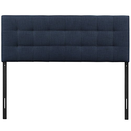 Image of Modway Lily Tufted Linen Fabric Upholstered Queen Headboard in Navy