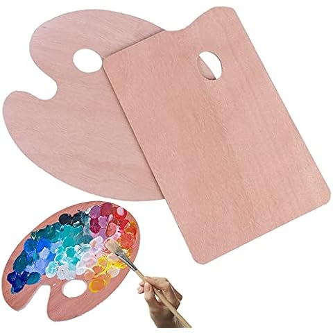 Paleta de Madera ERHUAN, 2 Piezas, Orificio para Pulgar, Óvalo y Rectangular, Pintura Acrílica, Oleo y Acuarela Cover