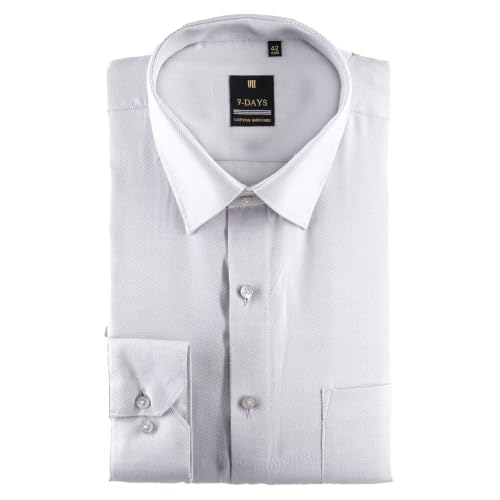 Image of 7-DAYS Premium Men's Formal Shirts - Cotton Rich, Textured Self-Design, Full Sleeve, Regular Fit, Wrinkle Resistant, with Pocket - Perfect for Office