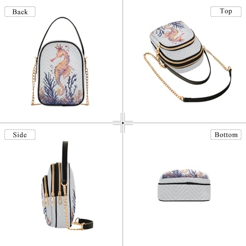 Charming Red Seahorse Women's Crossbody Handbags with Zipper, Casual Leather Cell Phone Purse Crossbody Bags for Ladies4