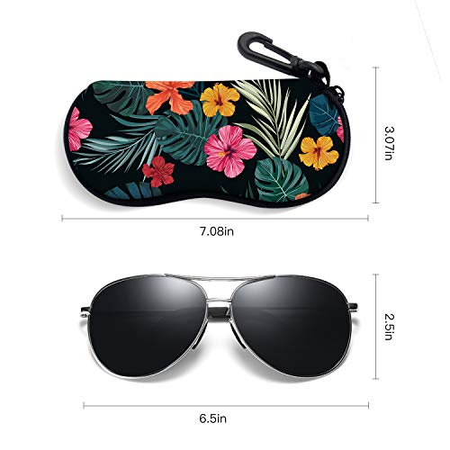 Image of Sunglasses Soft Case with Carabiner Ultra Light Neoprene Zipper Glasses Case