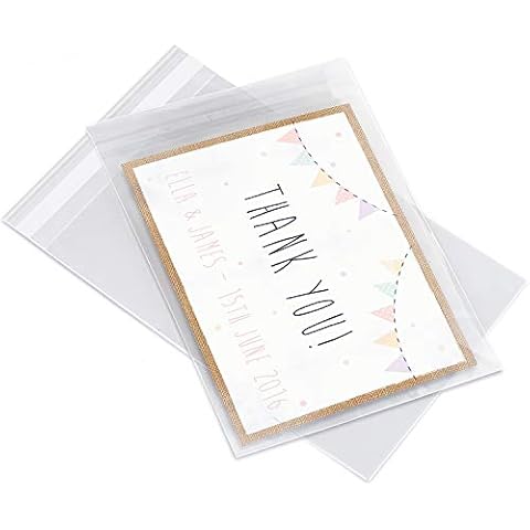 Pack It Chic - 5” X 7” (200 Pack) Clear Resealable Cello Poly Bags - Fits 5X7 Prints, Photos, A2 A4 A6 Cards & Envelopes - Self Seal Cover