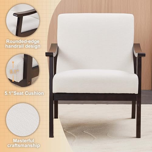 Sillón de respaldo alto tejido de poliéster blanco antiguo miniatura 6