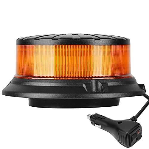 AGRISHOP 12V/24V LED Rundumleuchte Blitzleuchte Mit Magnetfuß, 36 LED 9-Modus Amber Blinkleuchte Orange Gelb, Bernsteine Warnleuchte, Auto Warnlicht ECER10R65 Für Gabelstapler Traktor