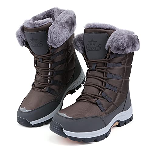 Schneestiefel Stiefeletten Damen Wasserdicht Winterschuhe Mädchen Warm Gefütterte Wanderhalbschuhe Frauen Winter boots rutschfest Outdoor für Women, Grau Braun, Größe 41 EU Cover