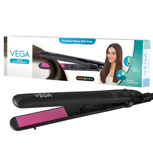 Vega Adore Hair Straightener for Women with Ceramic Plates & Fast Heat | Naturally Straight Hair In Few Mins | Hair Straightening Iron with Quick Heat Up | All Hair Types | 1 Year Warranty, (VHSH-18)