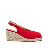 Diseño con escote en V CASTAÑER  Alpargata con cuña Open Toe elaborada en Lona 7cm Dosalia  Mujer  Rojo Rubi  36