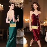 Larcenciel Clutch Purse for Women, Leather Evening Bag with Chain Strap, Elegant Envelope Party Bags Ladies Handbags