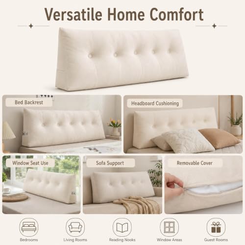 Triangular Headboard Wedge Pillow -Twin XL Ergonomic Bolster Cushion for Dorm Bed, Plush Backrest for Sitting, Reading & Sleeping, Cream/Beige Large Bolster (Green, 100X40X12CM/40X16X4.7IN) - Image 5