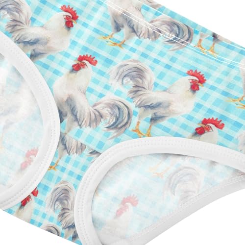 Joisal Cotton Toddler Underwear Floral White Roosters Blue Stripes Panties for Girl Fun Print Undies Kids Briefs 2t4
