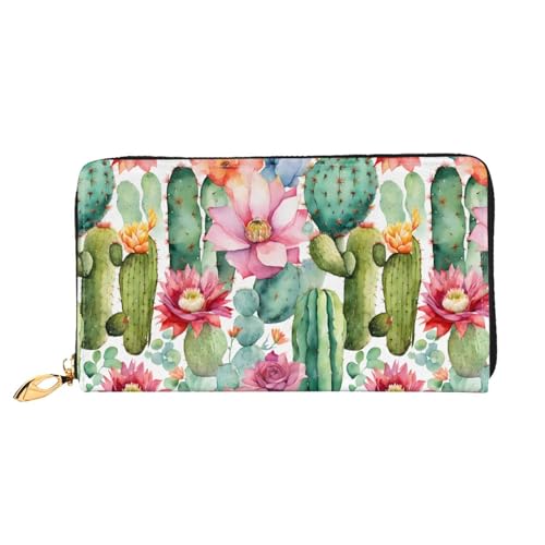 (Succulent Rose) Faux Leather Wallet Long Clutch Zipper Purse Card Holder Travel Coins Cash Organizer Phone Pocket 7.48 x 4.13 x 0.9 inches