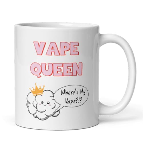 Confidently Quirky - Vape Queen White Mug, Funny Vaping Secret Santa Mug, Joke Vape Girl Gift, Christmas Vape Daughter, Birthday Mum Vape