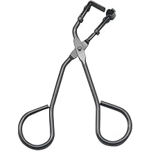Gun Black Eyelash Curler with Refill Pads - Mini Lash Curler for All Eyelash Shapes - Professional Silicone Makeup Tool with Precision Tweezers - 2-in-1 Beauty Kit in Stainless Steel Design