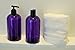 Baire Bottles 16 oz Empty Plastic Bottles with Squeeze Top for Shampoo Bottles, Lotion Bottle, Hand Sanitizer, 6 Pack, Waterproof Labels, PET, BPA Free USA (Purple with Black Disc, Floral Labels)