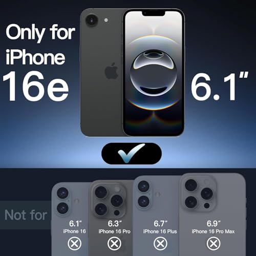 EGOTUDE PC for iPhone 16E Case | Frosted Translucent Matte Hard Back Cover with Shockproof Bumper (Black)