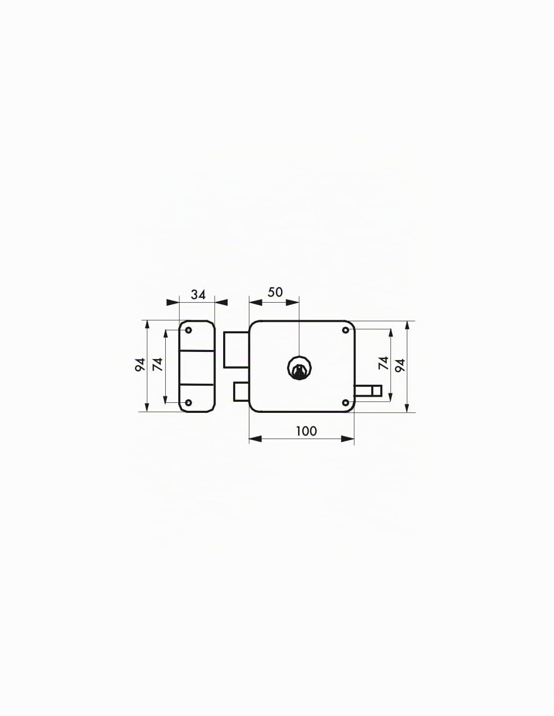 THIRARD Serrure Horizontale en Applique, Double Entrée, Gauche, 100 x 94 mm | Acier embouti, axe 50 mm, mécanisme 3 tours, double cylindre 5 goupilles, livrée avec 3 clés laiton nickelé