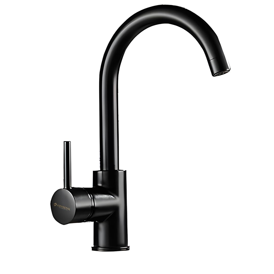 Rivera Black Kitchen Sink Mixer Tap | 304 Stainless Steel, 360° Rotating Tap with Water-Saving Foam Flow Aerator | Hot & Cold Tap/Faucet for Kitchen Sink
