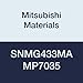 Mitsubishi Materials SNMG433MA MP7035 Carbide SN Type Negative Turning Insert with Hole, Coated, Square, Grade MP7035, 0.5" IC, 0.187" Thick, 0.047" Corner Radius, MA Breaker (Pack of 10)