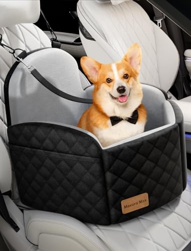Mavora Max Small/Medium (Up to 35lbs) Dog Car Seat Booster with Memory Foam Cushion Dog Seat for Car Portable with Adjustable Seatbelts Puppy Carrier for SUV