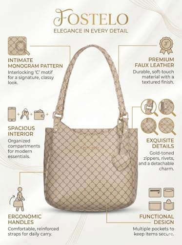 Image of Fostelo Women's Blossom Luxe Satchel Tote Handbag for Women | Ladies Purse | Stylish Shoulder Bag | Gift For Women