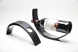 California Modern Kitchens - Arc Design Lacquer Wood Wine Bottle Holder - Balances Wine in the Air (Black)