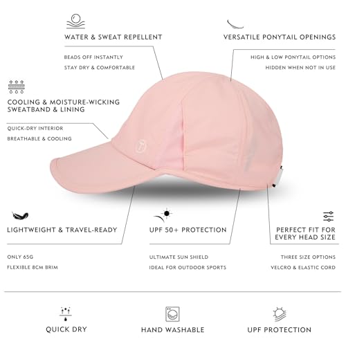 Image of TOP-EX ChicPony UPF 50+ Cooling High Ponytail Baseball Cap for Women | Cool-touch wicking band, hidden 4 in slot fits high /low ponytails; 2.3 oz, packable, airy, quick-dry, adjustable for sports