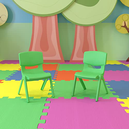 Image of Flash Furniture Whitney 2 Pack Green Plastic Stackable School Chair with 10.5'' Seat Height