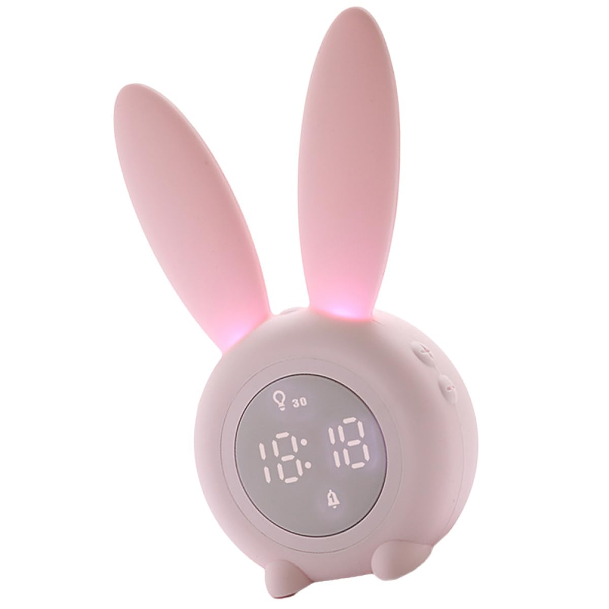 Mini Réveil Lapin LED, USB Rechargeable, Alarme Précise, Chambre, Rose