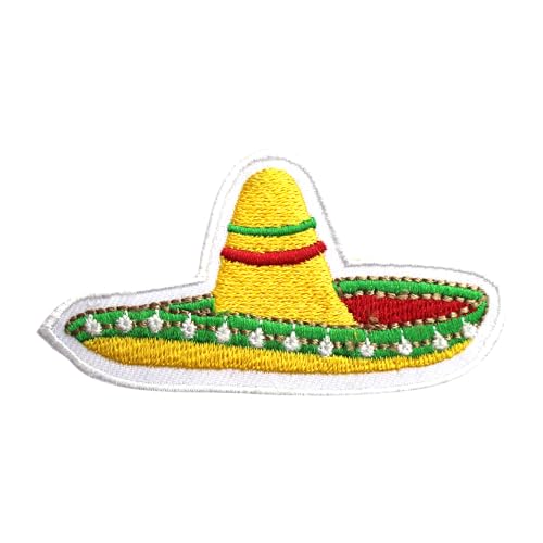 Parche para sombrero de sombrero, parche de sombrero mexicano, parche de viaje a México, parche Groovy bordado para planchar o coser en ropa, etc. 8 x 4 cm