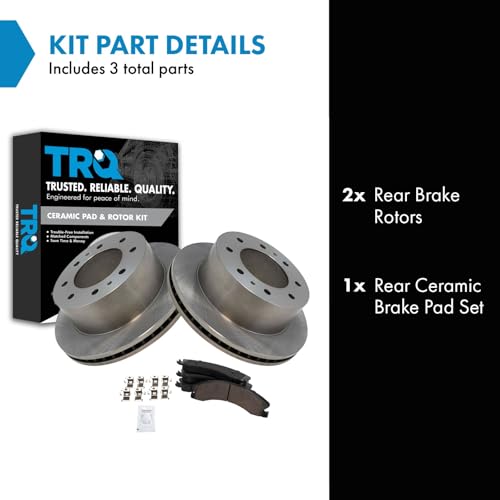 Image of TRQ Rear Ceramic Disc Brake Pad & Rotor Kit for Chevy GMC 2500 3500 Truck