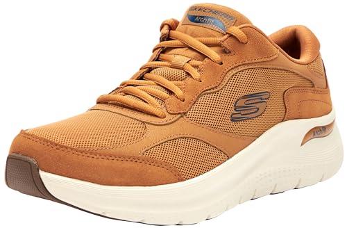 Skechers Arch Fit 2.0 The Keep, Zapatillas Hombre, Whiskey Suede/Mesh/Duraleather/Trim, 42.5 EU
