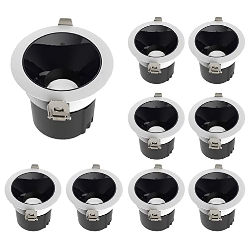 Paquete de 9 focos LED empotrables de 2 a 4 Pulgadas con cardán, Ajustables, sin Foco, giratorios, 5 W, 10 W, 15 W y 24 W, 10 W, 4000 K.