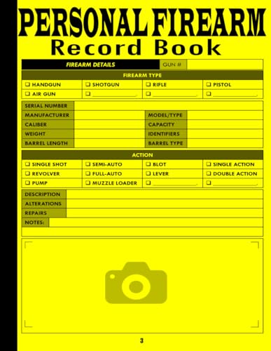 Personal Firearm Record Book: A Log to Document Your Firearm Collection and Shooting Records