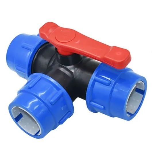 20/25/32/40/50/63mm PE Tubo Tee Connettore Rapido Valvola Rubinetto da Giardino a 3 Vie Valvola in Plastica T-tipo Divisore Acqua 1 Pz(50MM)