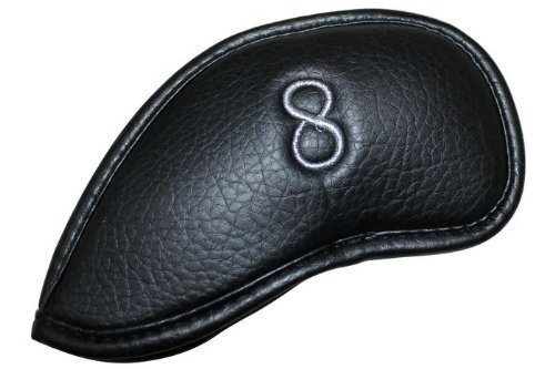OxoxO Club de golf couvre-fer Housses Tête en cuir synthétique épais 3-lw pour Titleist TaylorMade Callaway Ping Cobra Nike et autres marques, noir 1