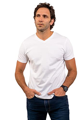 Men’s T Shirts Casual | Premium Fitted Pima Cotton T Shirts Shirts for Men | Plain Designer Soft Classic Tees | V-Neck