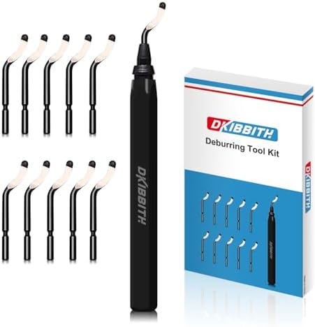 Deburring Tool Set with 11-Piece of High Speed Steel Rotary Burr Removal Blades 1 Black Handle, Ideal for Edge Burr Removal on Metal Work, Copper, Brass, PVC Pipes, Resin Art, 3D Printing & More