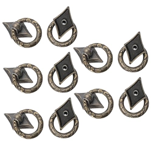 healvian 10個 欧式リングプルハンドル 引き出し扉用シングルホール取っ手 キャビネット用アンティーク調ドアプルハンドル交換用家具装飾