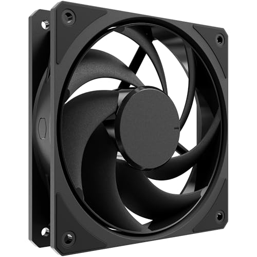 Cooler Master Mobius 120 Black Edition Ventilador de PC - Diseño de Aspas en Anillo (PWM), Rodamiento Dinámico de Bucle (Máx 63.1 CFM, 2.69 mmH2O, 22.6 dBA), Marco Biselado con Enfoque de Aire - Negro