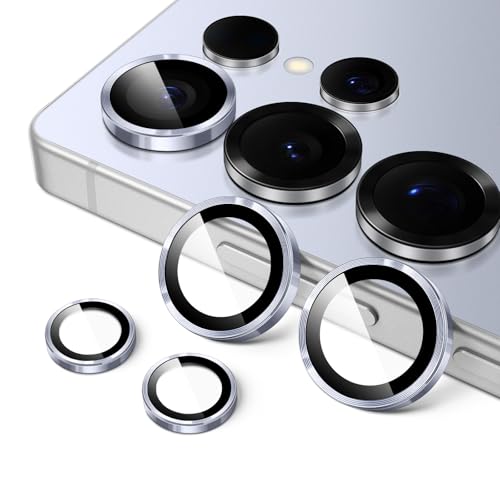 Image of JETech Camera Lens Protector for Samsung Galaxy S25 Ultra 5G, 9H Tempered Glass Metal Individual Ring Cover, Easy Installation Tray, HD Clear, 1 Set (Titanium Silverblue)