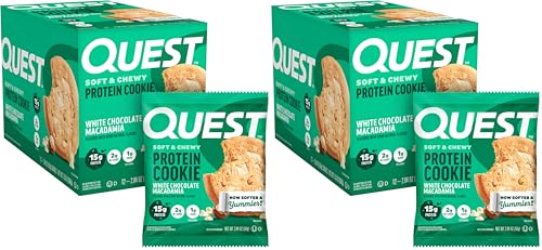 Image of Quest Nutrition White Chocolate Macadamia Cookie, 15g Protein, 1g Sugar, 2g Net Carbs, Keto Friendly, High Protein, Low Carb; 12 Count (Pack of 2)