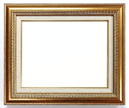 大額 油彩用額縁 9631 UVカットアクリル仕様 壁用フック付 (F3, ゴールド)