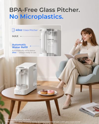 Image of Waterdrop C2S Countertop RO Filtration System, 40oz Autofill Glass Pitcher | 6-Stage RO Water Filter, Reduce PFAS /TDS, 3:1 Pure to Drain, Compact Design for 1-2 People, Room-Temp Water, No Installation