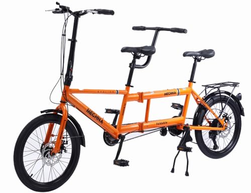 Kcolic Bicicleta Tándem Plegable 20 Pulgadas para Adultos, Estilo Crucero Playero, Ajustable, 7 Velocidades. A,20in