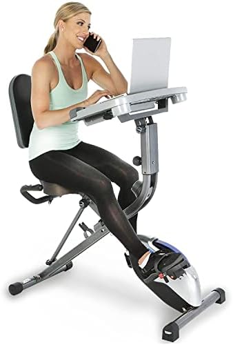 Exerpeutic ExerWorK 1000 Fully Adjustable Desk Folding Exercise Bike with Pulse